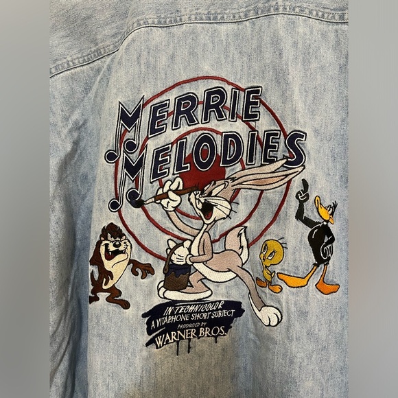Vintage looney tunes denim button down shirt - Picture 2 of 5